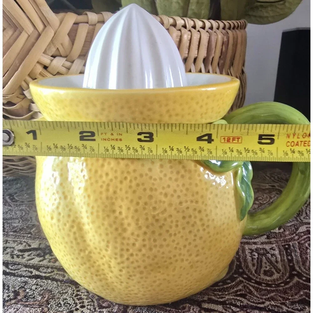 Ceramic 2 Piece Citrus Juicer Pitcher Lemon Shape  Cottage